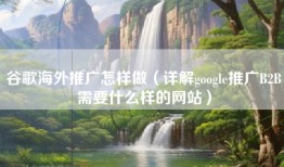 谷歌海外推广怎样做（详解google推广B2B需要什么样的网站）