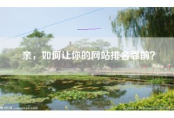 亲，如何让你的网站排名靠前？