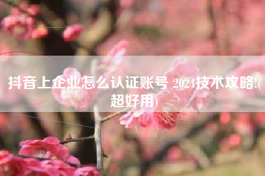抖音上企业怎么认证账号 2024技术攻略!(超好用)