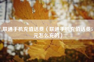 联通手机充值话费（联通手机充值话费5元怎么充的）