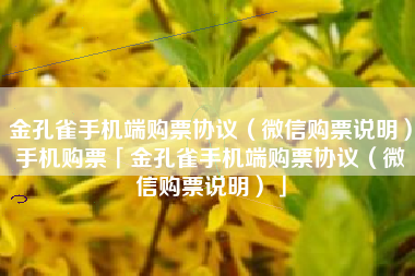 金孔雀手机端购票协议（微信购票说明）手机购票「金孔雀手机端购票协议（微信购票说明）」